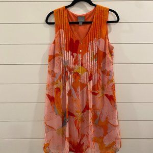 Rabbit Rabbit Rabbit 8 Sleeveless Dress Orange Pink Summery Flowy V-Neck